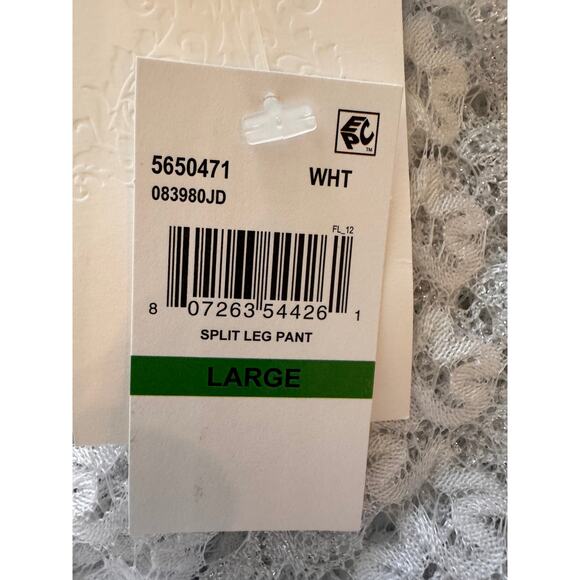 BECCA Women's White Split Leg Crochet Cover-Up Beach Pants Size L - Picture 6 of 6